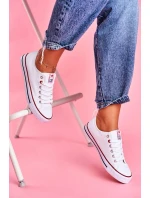 Damskie Klasyczne Trampki Białe Z Czerwoną Lamówką Ecoma Damskie Klasyczne Trampki Białe Z Czerwoną Lamówką Ecoma