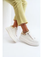 Dámské kožené tenisky model 21650209 Bílé - Goe Dámské kožené tenisky model 21650209 Bílé - Goe