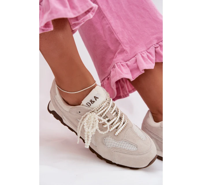 Dámské kožené semišové tenisky MK61-0705 šedé