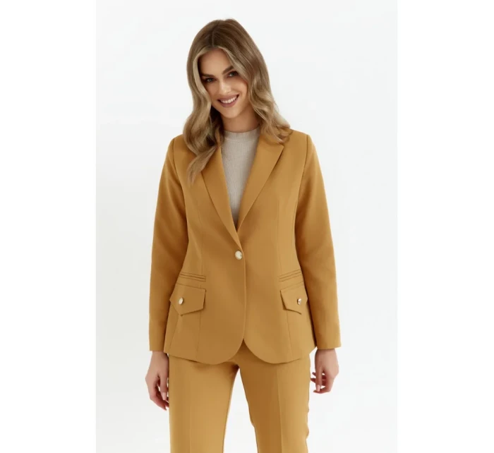 K141 Sako s dvojitým vreckom a klopou - škoricové