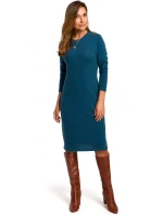 S178 Svetrové šaty s dlhými rukávmi - oceánsky modré