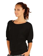 Dámske čierne tričko s 3/4 netopierím rukávom A6101 - Litex