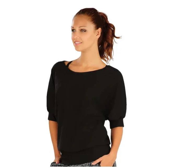 Dámske čierne tričko s 3/4 netopierím rukávom A6101 - Litex Dámske čierne tričko s 3/4 netopierím rukávom A6101 - Litex