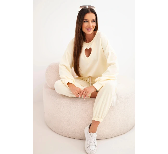 Dámska súprava motýľov s výrezom v tvare srdca žltá