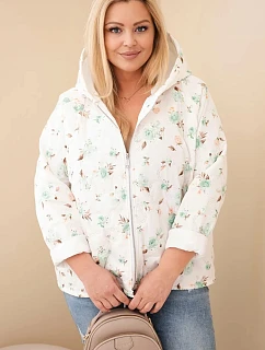 Dámská jarní bunda Plus Size s model 22043048 květinovým vzorem mentolová - K-Fashion