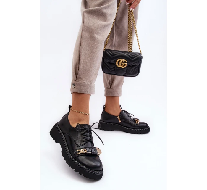 Damskie Skórzane Półbuty D&A MR870-80 Czarne