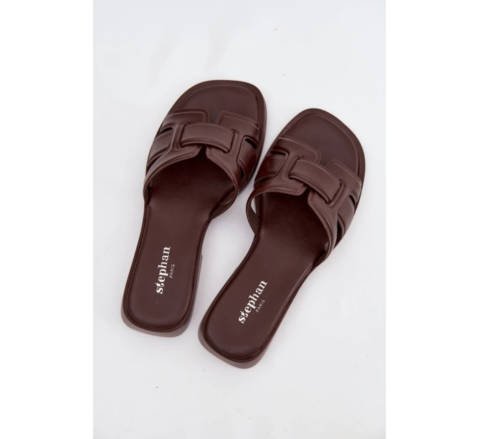 Dámské pantofle na ploché podrážce čokoládové Lorania Dámské pantofle na ploché podrážce čokoládové Lorania