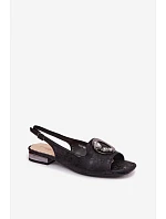Dámské sandály s ozdobou  Černé model 22133550 - S.Barski