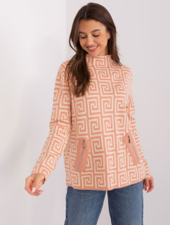 Broskyňovo-béžový dámsky sveter so zipsami