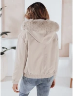 Dámská zimní bunda krátká s kožešinou světle béžová Dstreet model 21991180 - FashionStreet