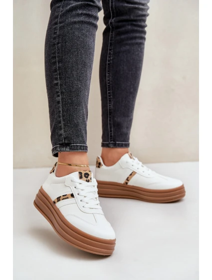 Sneakersy Damskie Na Platformie Panterka Białe Dravinnia Sneakersy Damskie Na Platformie Panterka Białe Dravinnia