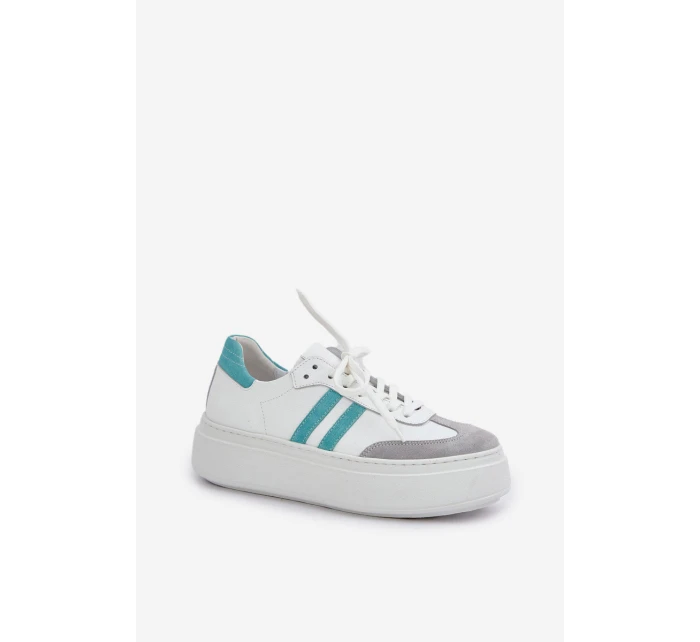 model 21684263 Kožené Nízké Tenisky Dámské Na Platformě Bílé - Zazoo