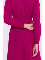 S378 Roztiahnuté šaty s opaskom - slivka