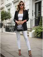 Dámske klasické sako s volánovými rukávmi čierne FashionStreet PY0137
