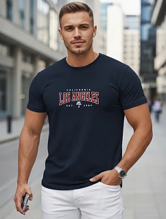Pánské bavlněné tričko s nápisem, tmavě modré, FashionStreet NX5136R
