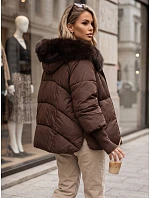 Dámska zimná prešívaná bunda s kožušinou, hnedá, FashionStreet TY5991 Dámska zimná prešívaná bunda s kožušinou, hnedá, FashionStreet TY5991