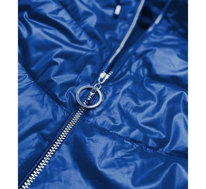 Modro-čierna dámska bunda s farebnou kapucňou (BH2005) Modro-čierna dámska bunda s farebnou kapucňou (BH2005)