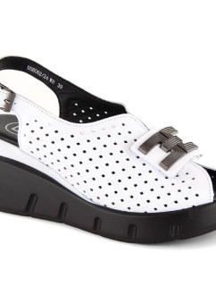 Filippo W PAW535 bílé kožené sandály na platformě s ažurovým vzorem