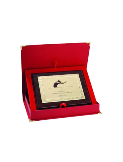 Plastový diplom s vygravírovaným kovovým štítkom + puzdro