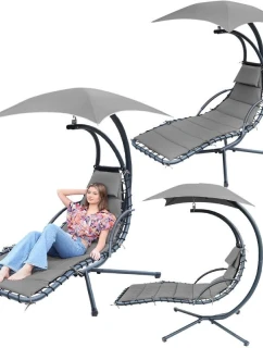 HOJDACIE KRESLO HOJDAČKA S DÁŽDNIKOM LISBON TMAVO SIVÁ