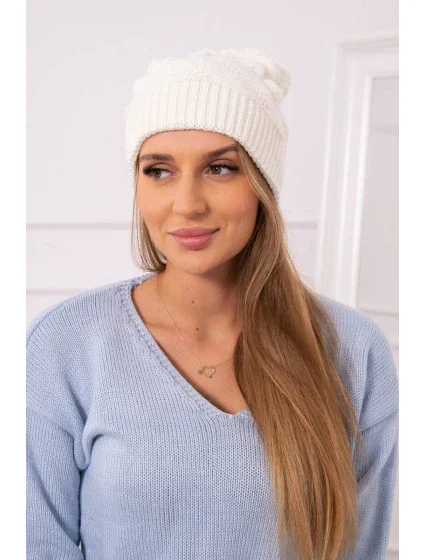 Dámská čepice ecru model 18751879 - K-Fashion Dámská čepice ecru model 18751879 - K-Fashion