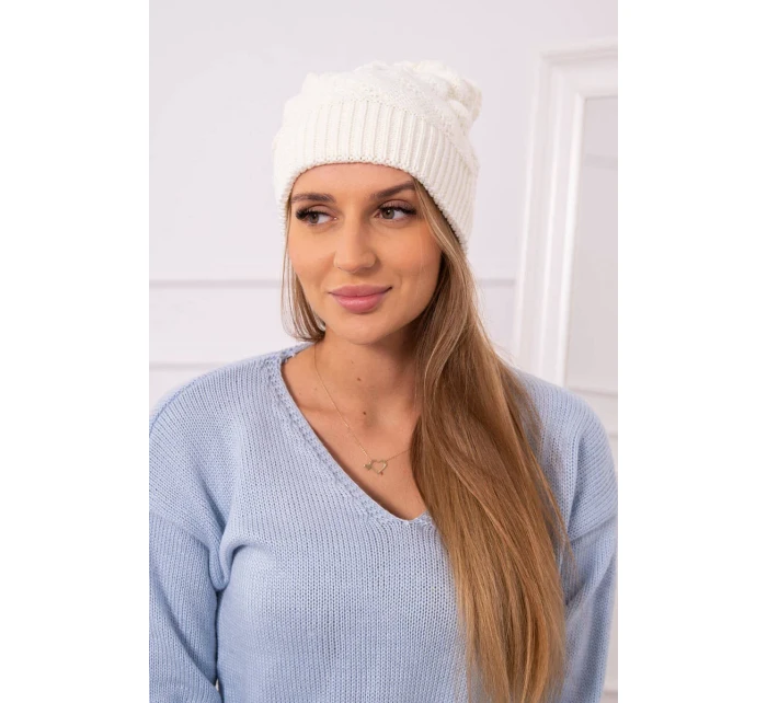 Dámská čepice ecru model 18751879 - K-Fashion Dámská čepice ecru model 18751879 - K-Fashion