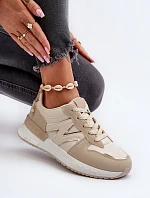 Sneakersy Damskie Z Eko Skóry Beżowe Kaimans