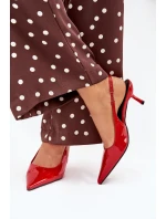 Lakierowane Czółenka Na Szpilce Z Odkrytą Piętą Czerwone Talira