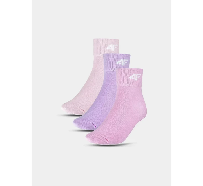 Dievčenské ponožky nad členky (3 balenia) 4F - viacfarebné