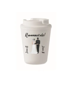 Personalizovaný cestovní termohrnek s novomanželským párem 