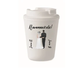 Personalizovaný cestovní termohrnek s novomanželským párem 