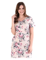 Dámska nočná košeľa 351/024 béžová s kvetmi - Karol