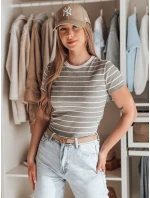 Dámské základní pruhované tričko šedé Dstreet model 21986862 - FashionStreet