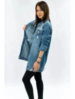 Dlhá svetlo modrá dámska džínsová oversize bunda (X-761)