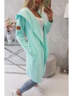 Dlouhý kabát s kapucí mátový Dlouhý kabát s kapucí mátový