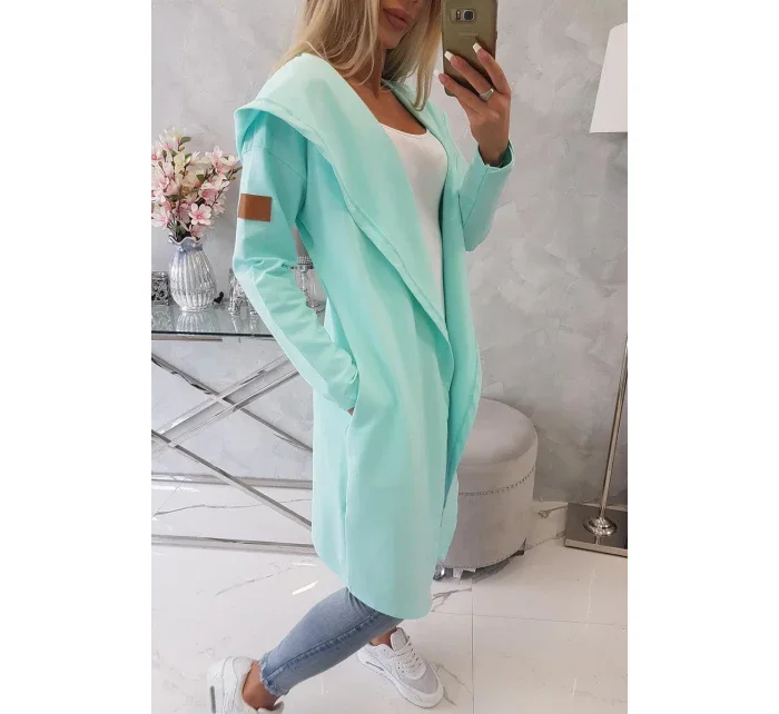 Dlouhý kabát s kapucí mátový Dlouhý kabát s kapucí mátový