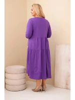 Dámská bavlněná sukýnka Plus Size s volánky a ohrnutým rukávem fialová Dámská bavlněná sukýnka Plus Size s volánky a ohrnutým rukávem fialová