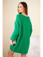 Dámská plus size vlněná sukýnka s výstřihem do V zelená