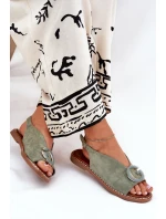 Płaskie Sandały Z Ozdobą Zielone Haliones Płaskie Sandały Z Ozdobą Zielone Haliones