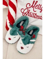 Vánoční dámské pantofle s motivem kožené zelené model 21772577 - Boto