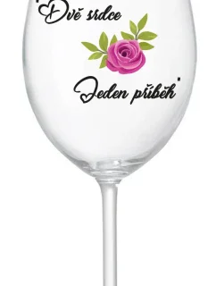 DVĚ SRDCE, JEDEN PŘÍBĚH - čirá sklenice na víno 350 ml