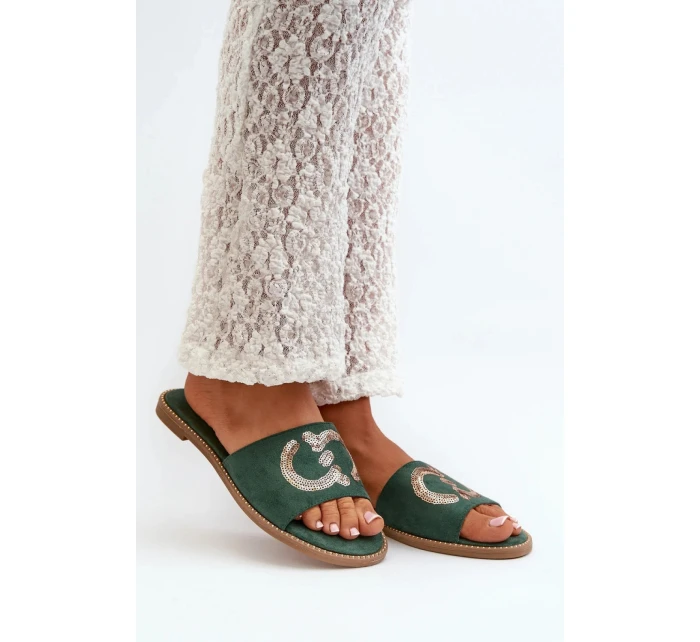 Papuče KV27-052 tmavo zelené - Krok vo veľkom štýle
