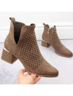 Semišové čižmy na podpätku Potocki W WOL213B hnedé