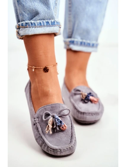 Mokasyny Damskie Zamszowe Modne Szare Donna Mia Mokasyny Damskie Zamszowe Modne Szare Donna Mia