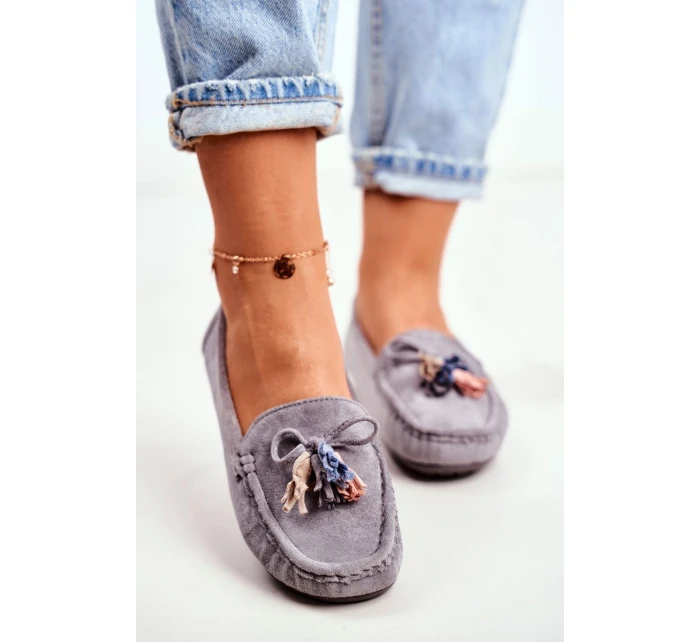 Mokasyny Damskie Zamszowe Modne Szare Donna Mia Mokasyny Damskie Zamszowe Modne Szare Donna Mia