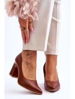 Skórzane Czółenka Lewski 3117 Brązowe