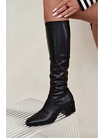 Černé kozačky na klínu s horní částí model 22348655 - Boto