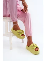 Dámske penové papuče s ozdobou na hrubej podrážke, limetkové Bremavia