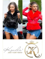 Dámská sexy kožená bunda s kožešinou Červená model 21041666 - In-style Fashion Dámská sexy kožená bunda s kožešinou Červená model 21041666 - In-style Fashion