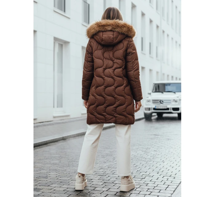 Dámska zimná bunda VIRELIA prešívaná s kapucňou hnedá FashionStreet TY4936